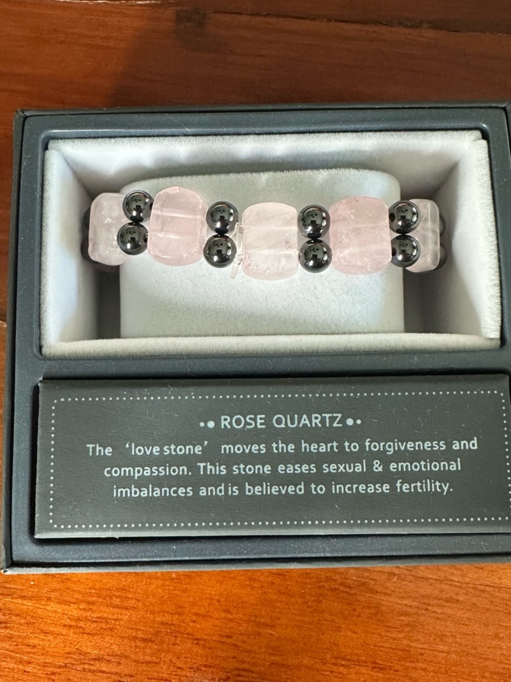 EARTHBOUND Rose Quartz and Hematite Stretch Bracelet